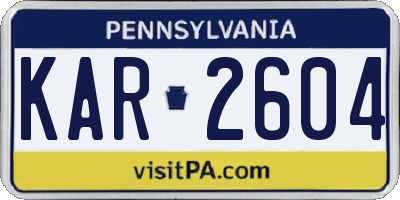 PA license plate KAR2604