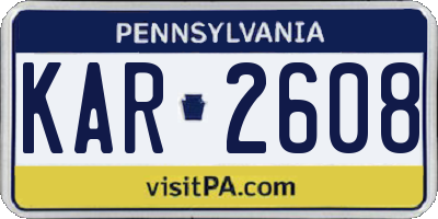 PA license plate KAR2608