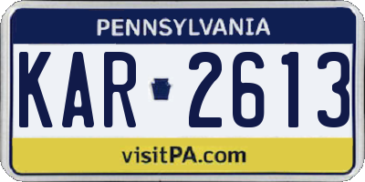 PA license plate KAR2613