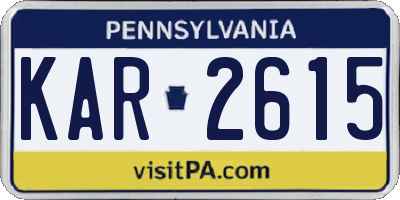PA license plate KAR2615