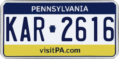 PA license plate KAR2616