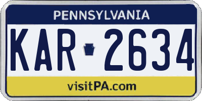 PA license plate KAR2634