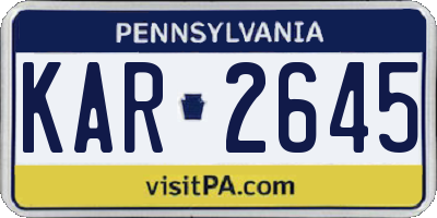 PA license plate KAR2645