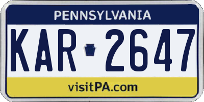 PA license plate KAR2647