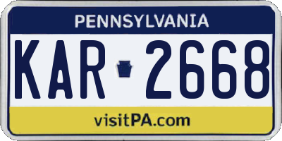 PA license plate KAR2668