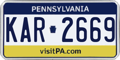 PA license plate KAR2669