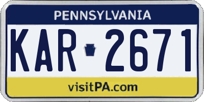 PA license plate KAR2671