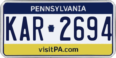 PA license plate KAR2694