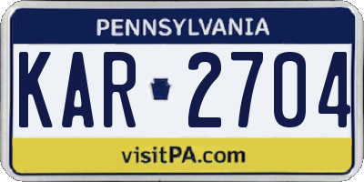 PA license plate KAR2704