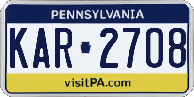 PA license plate KAR2708
