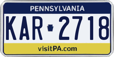PA license plate KAR2718