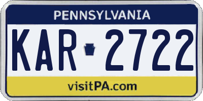 PA license plate KAR2722