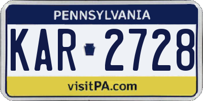 PA license plate KAR2728
