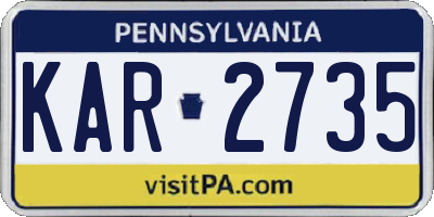 PA license plate KAR2735