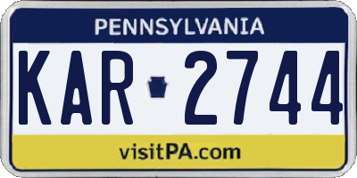 PA license plate KAR2744