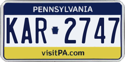 PA license plate KAR2747