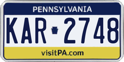 PA license plate KAR2748