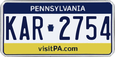 PA license plate KAR2754