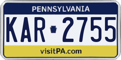 PA license plate KAR2755
