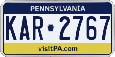 PA license plate KAR2767