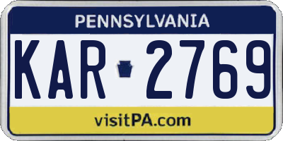 PA license plate KAR2769