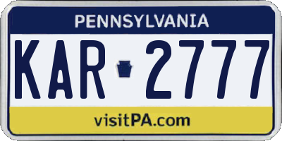 PA license plate KAR2777