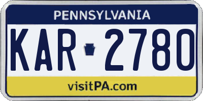 PA license plate KAR2780