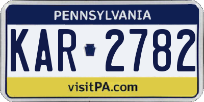 PA license plate KAR2782