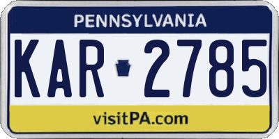 PA license plate KAR2785