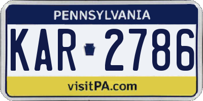 PA license plate KAR2786