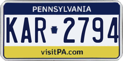 PA license plate KAR2794