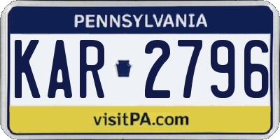 PA license plate KAR2796