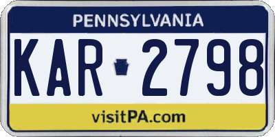 PA license plate KAR2798