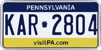 PA license plate KAR2804