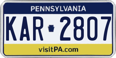 PA license plate KAR2807