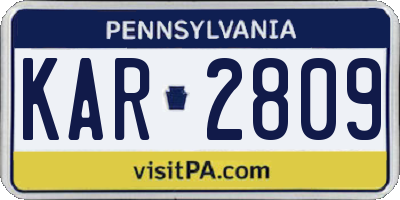 PA license plate KAR2809