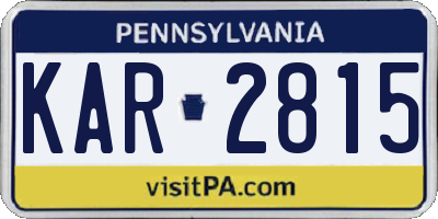 PA license plate KAR2815