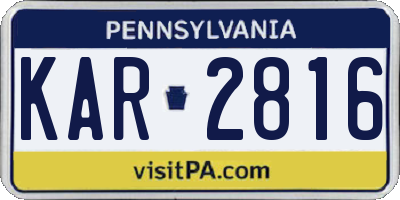 PA license plate KAR2816