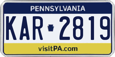 PA license plate KAR2819