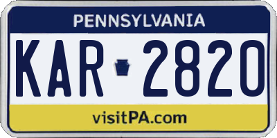 PA license plate KAR2820