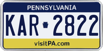 PA license plate KAR2822