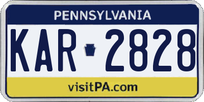 PA license plate KAR2828