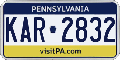 PA license plate KAR2832