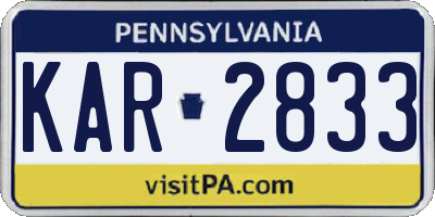 PA license plate KAR2833
