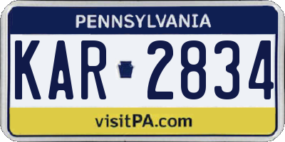 PA license plate KAR2834