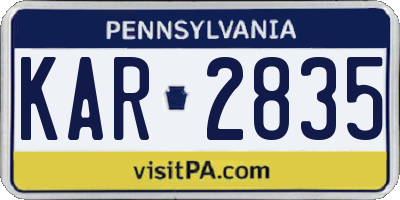 PA license plate KAR2835