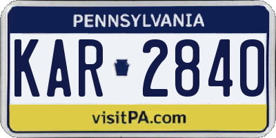 PA license plate KAR2840