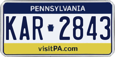 PA license plate KAR2843