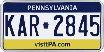 PA license plate KAR2845