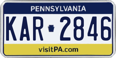 PA license plate KAR2846